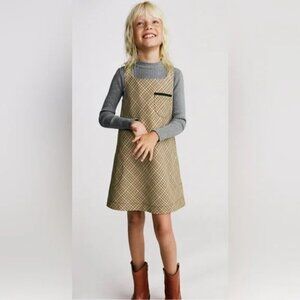 Zara Girl's Contrast Pocket Pinafore Sleeveless Dress